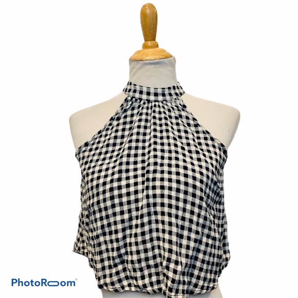 ⭐️ XHILARATION Checked High Neck Halter Top - Picture 2 of 5
